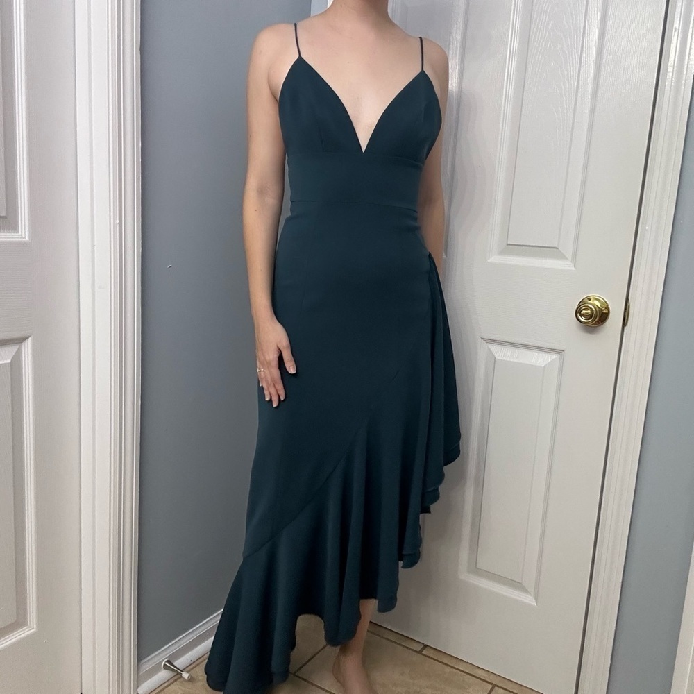 C/MEO Collective Dress Asymmetric Blue Turquoise Formal Cocktail Extra Small